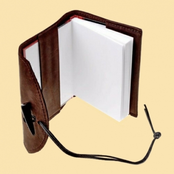 Preview: Leder-Buchhülle mit Notizbuch - klein - braun